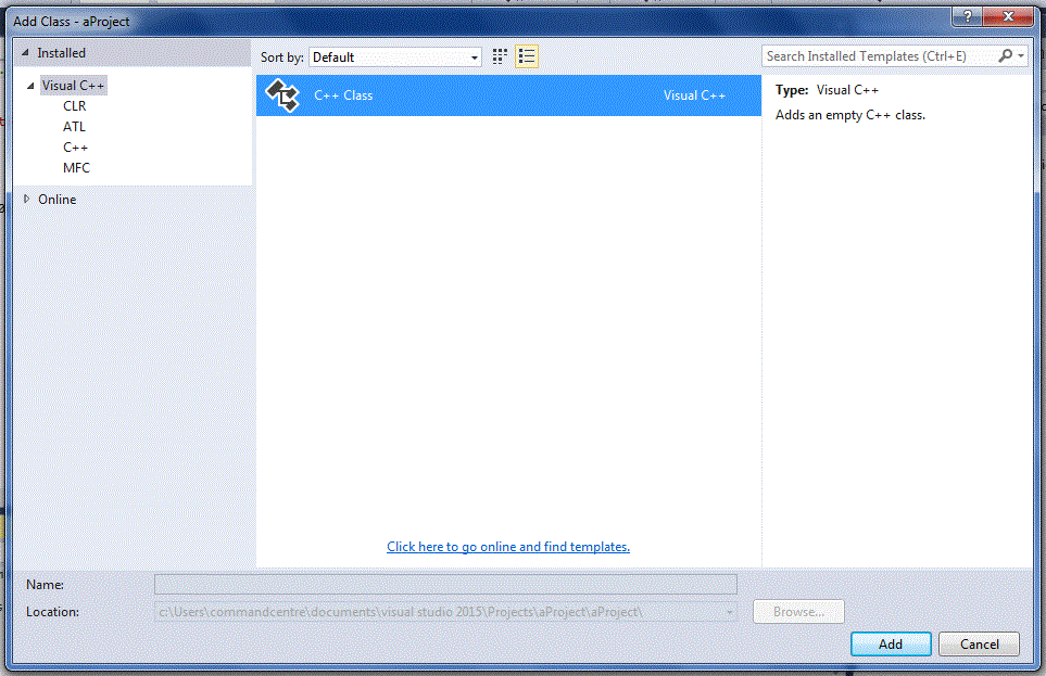 Visual Studio New Class