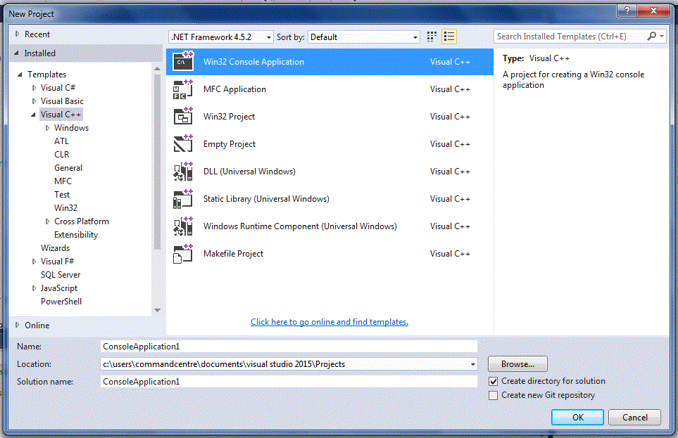 Visual Studio New Project
